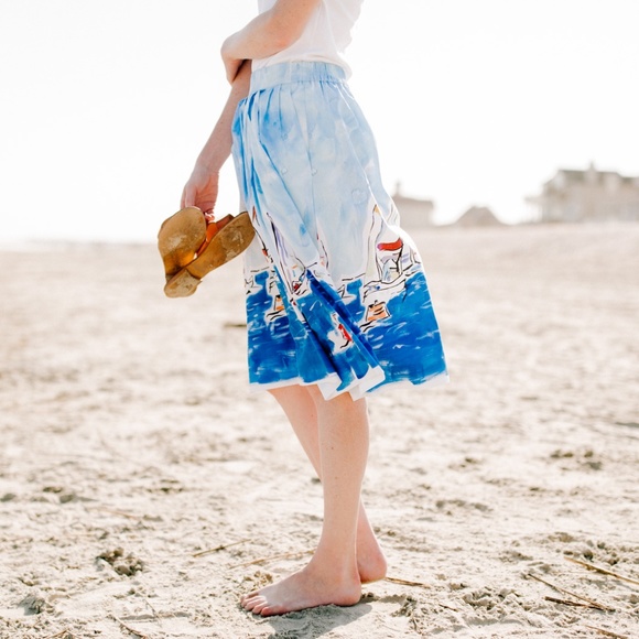 J. Crew Blue and White Midi Skirt - Picture 2 of 8